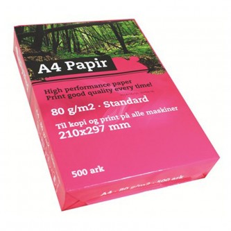 A4 papir, 80g/m2, 500 ark