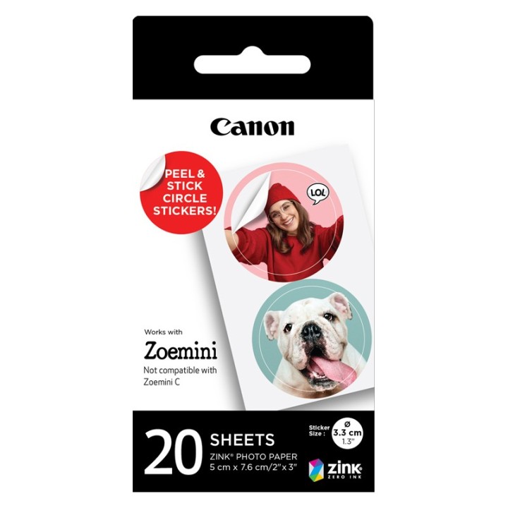 Canon ZP-2030-2C Zoemini zink fotopapir, rundt
