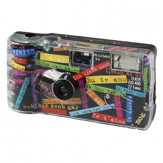 Engangskamera med "I love You"-tema til 27 fotos