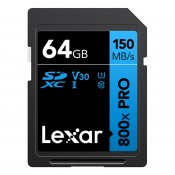 Lexar SDXC 800x Pro UHS-I cards, C10 (V30) U3, R150, 64GB
