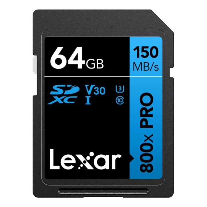 Lexar SDXC 800x Pro UHS-I cards, C10 (V30) U3, R150, 64GB