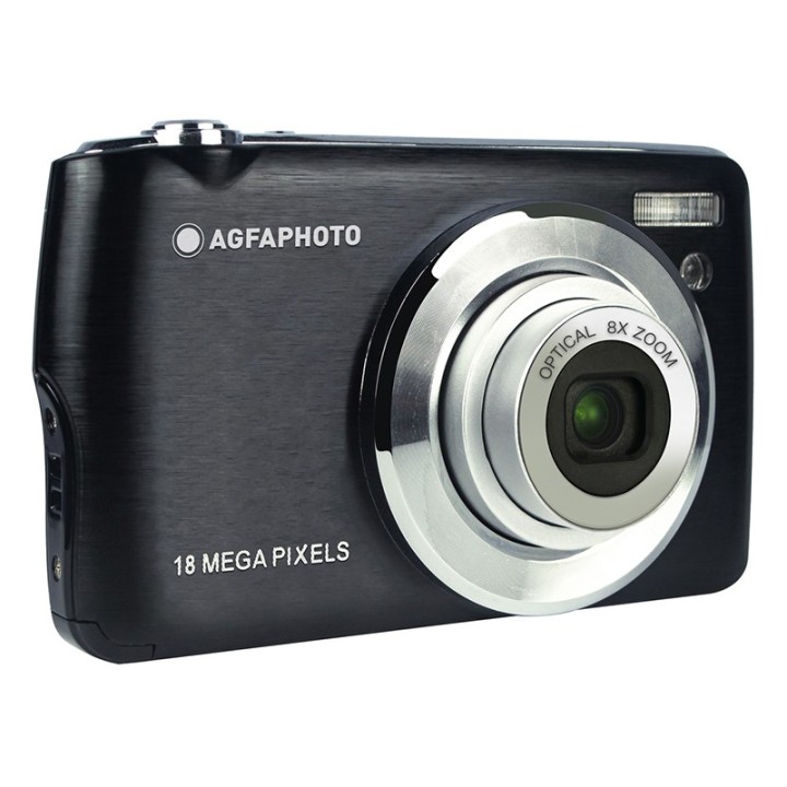 Gavekit: Agfa digitalkamera sort med taske og kort