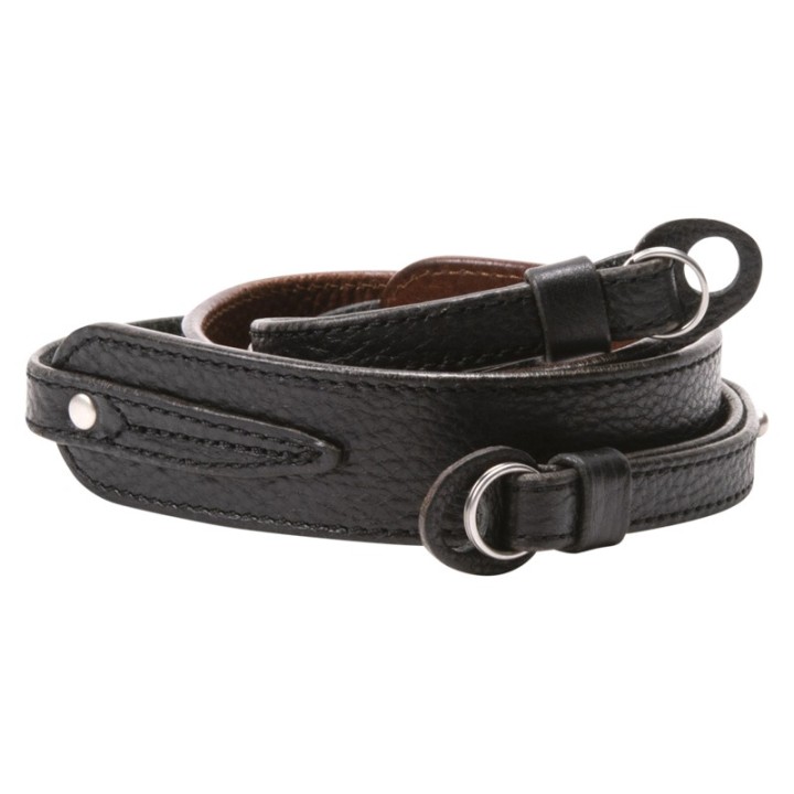 Artisan & Artist ACAM-284 Three-length Adjust. Italian Leather Strap (w/Ring/Eyelets) Black