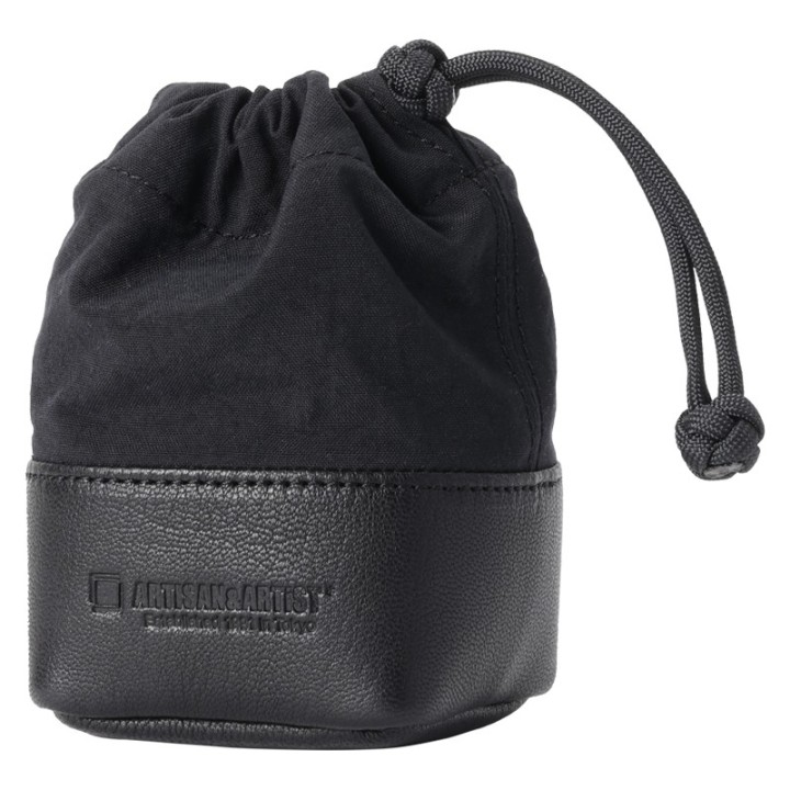 Artisan & Artist  ACAM-LP120 Fabric and Leather Lens Pouch (S) Black