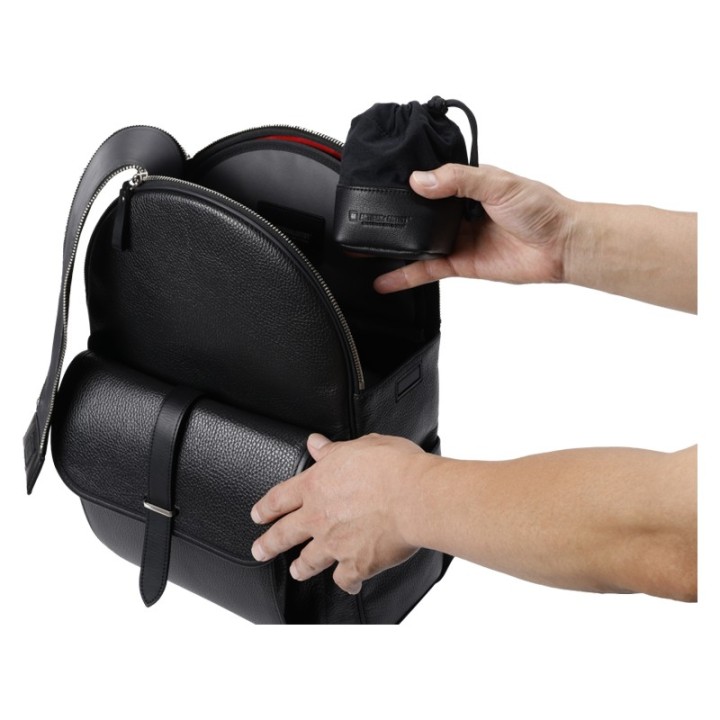 Artisan & Artist  ACAM-LP120 Fabric and Leather Lens Pouch (S) Black