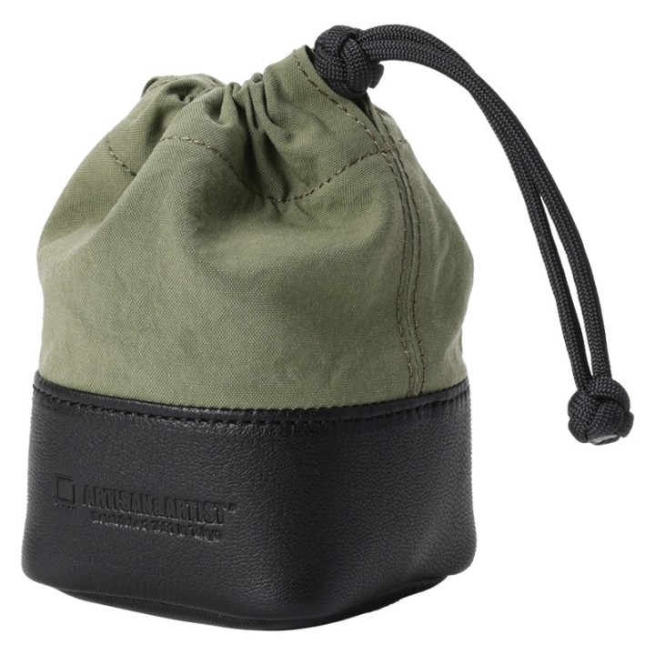 Artisan & Artist  ACAM-LP120 Fabric and Leather Lens Pouch (S) Khaki/Black