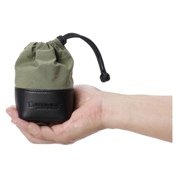 Artisan & Artist  ACAM-LP120 Fabric and Leather Lens Pouch (S) Khaki/Black