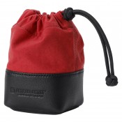Artisan & Artist ACAM-LP120 Fabric and Leather Lens Pouch (S) Red/Black