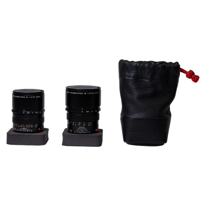 Artisan & Artist ACAM-LPL140 Full Leather Lens Pouch (M) Black