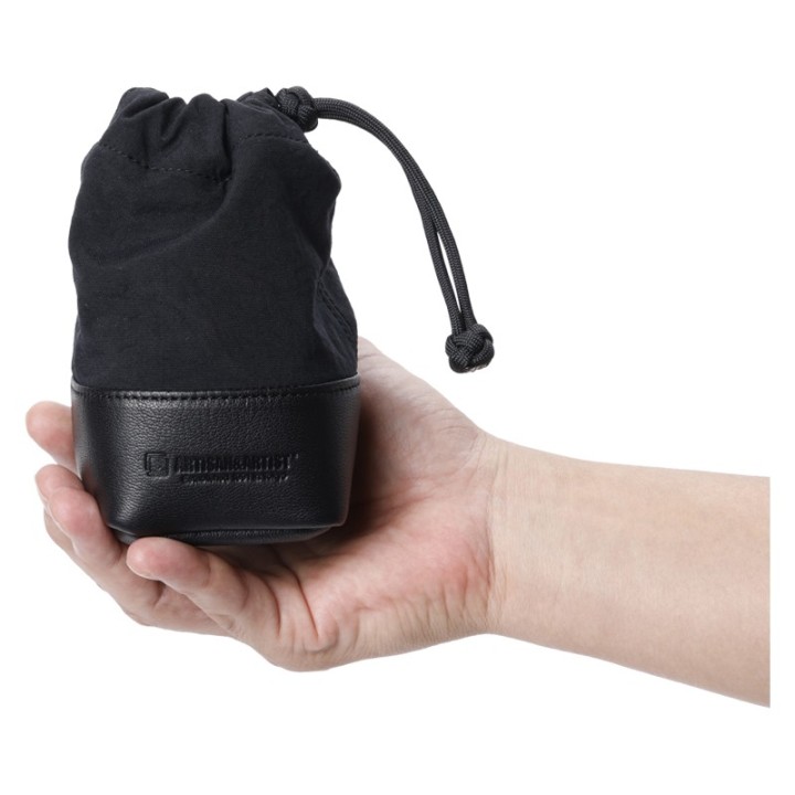 Artisan & Artist  ACAM-LP140 Fabric and Leather Lens Pouch (M) Black