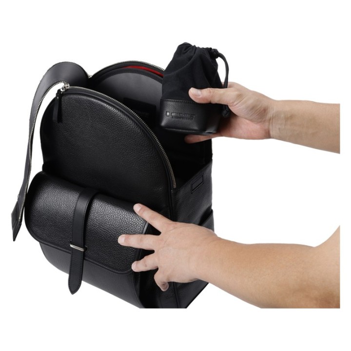 Artisan & Artist  ACAM-LP140 Fabric and Leather Lens Pouch (M) Black