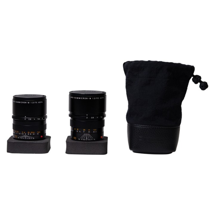 Artisan & Artist  ACAM-LP140 Fabric and Leather Lens Pouch (M) Black