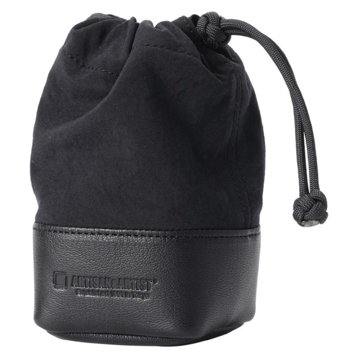 Artisan & Artist  ACAM-LP140 Fabric and Leather Lens Pouch (M) Black