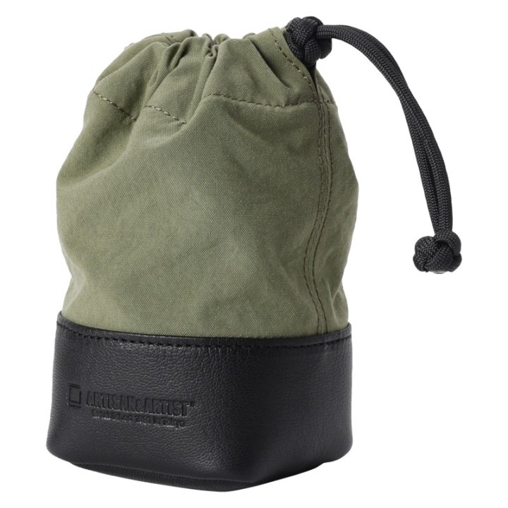 Artisan & Artist  ACAM-LP140 Fabric and Leather Lens Pouch (M) Khaki/Black