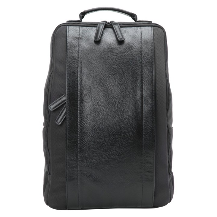 Artisan & Artist RR4-06C Leather Panel Backpack, Black