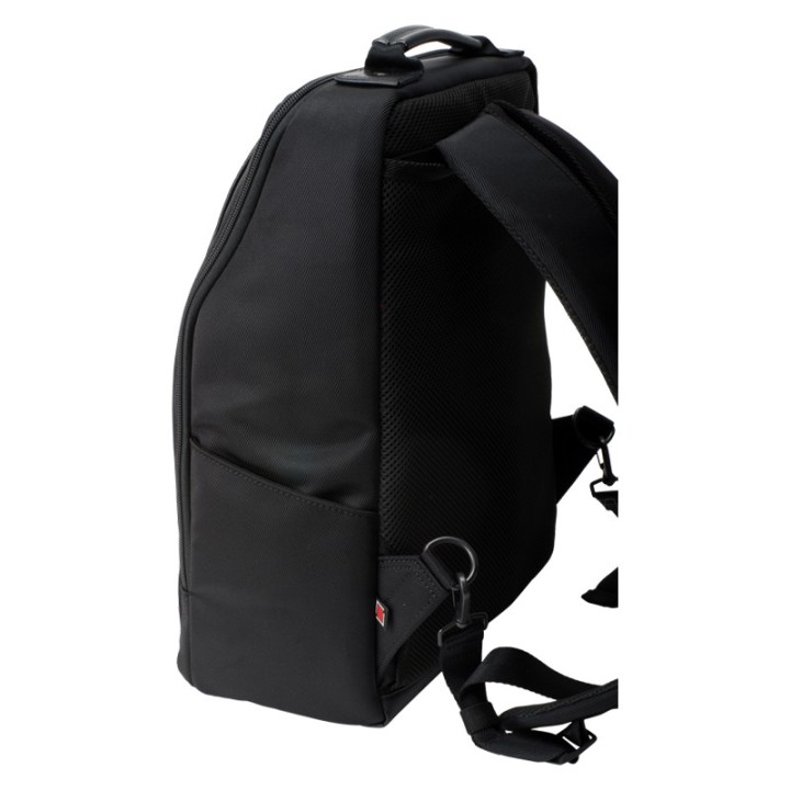 Artisan & Artist RR4-06C Leather Panel Backpack, Black