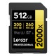 Lexar 512GB SDXC Pro 2000X UHS-II U3 R300/W260 (V90)
