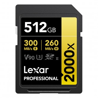 Lexar 512GB SDXC Pro 2000X UHS-II U3 R300/W260 (V90)