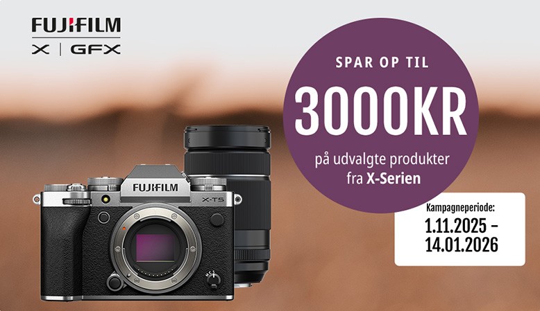 Fuji tilbyder besparelser på udvalgte kameraer og objektiver.