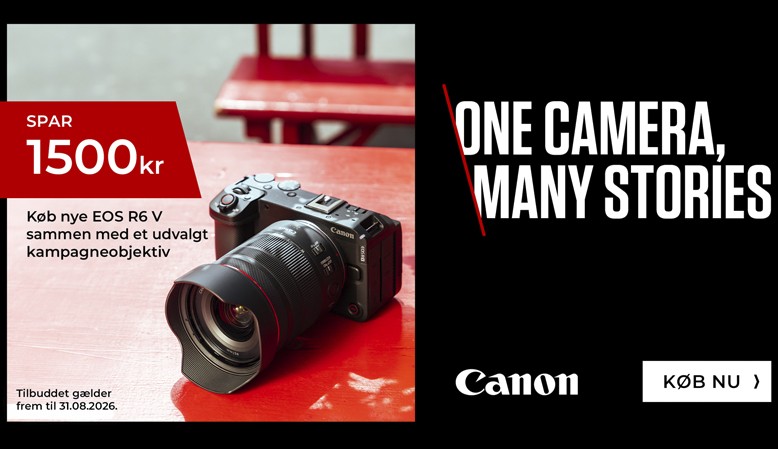 K&oslash;b det nye Canon EOS R6 V kamera sammen med et udvalgt RF-objektiv og spar 1.500,- kr.