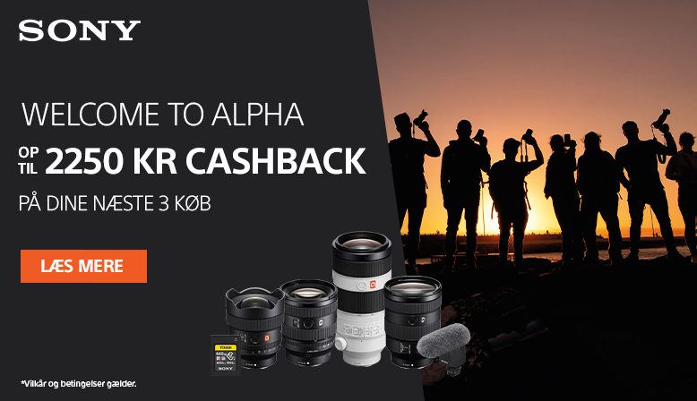 Registrer dit køb af et Sony kamera og få 3 vouchers á 750,- stykker til cashback ved køb af udvalgte objektiver og andet tilbehør.