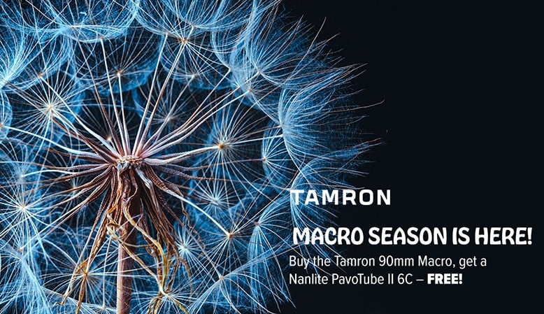 Køb et Tamron 90mm makro-objektiv til Sony eller Nikon - og få en gratis Nanlite Pavotube II 6C med i købet.