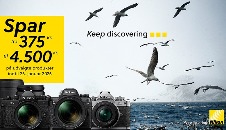 Nikon tilbyder en kontant rabat på en række udvalgte produkter.