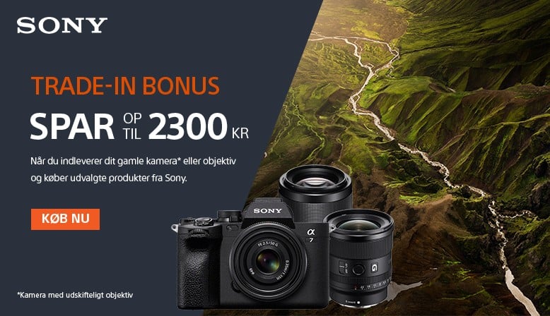 Indlever et gammelt kamera eller objektiv og få en trade-in-bonus på op til 2.300,- ved køb af nyt Sony