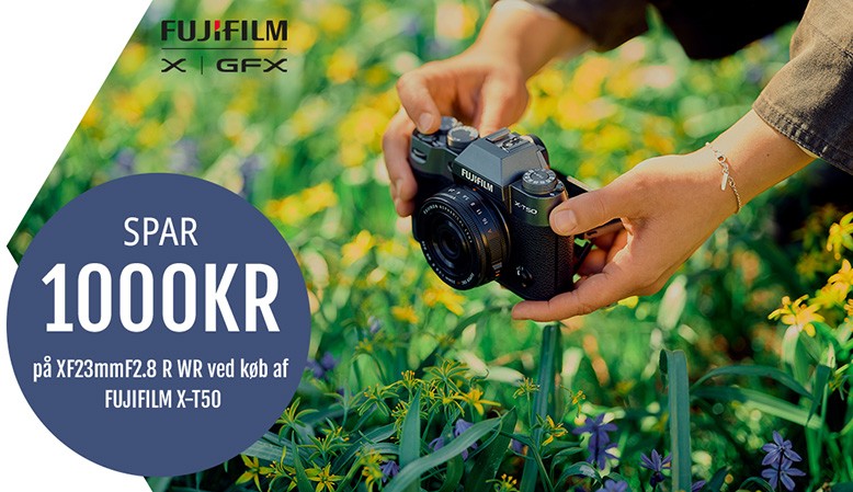 K&oslash;b et XF 23mm f/2.8 objektiv sammen med et X-T50 og spar 1.000,- kr.
