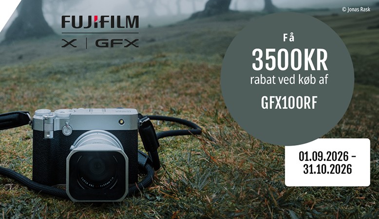 Fuji tilbyder en kontant rabat p&aring; kr. 3.500,- p&aring; Fuji GFX100RF
