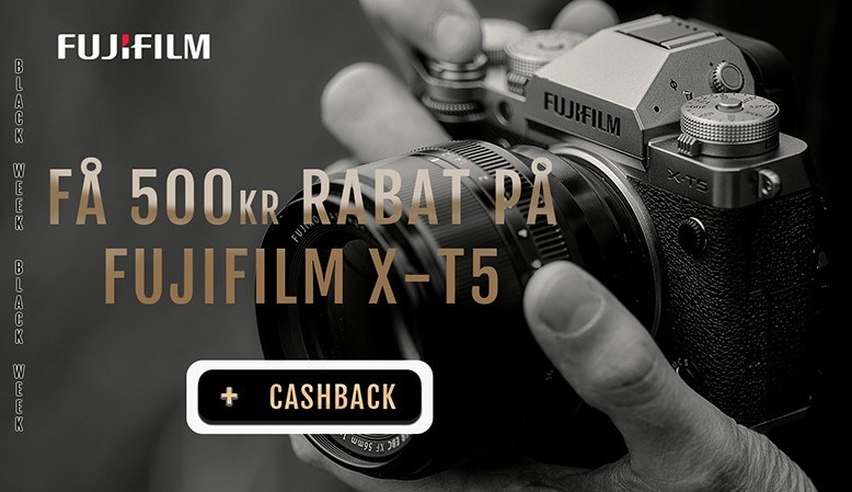 Fuji tilbyder en kontant rabat på X-T5, som kan kombineres med cashback.