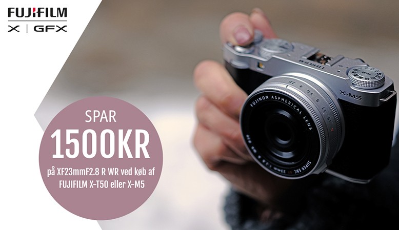 Fuji tilbyder en kontant rabat p&aring; kr. 1.500,- p&aring; XF 23mm f/2.8 ved k&oslash;b sammen med et udvalgt kamera.