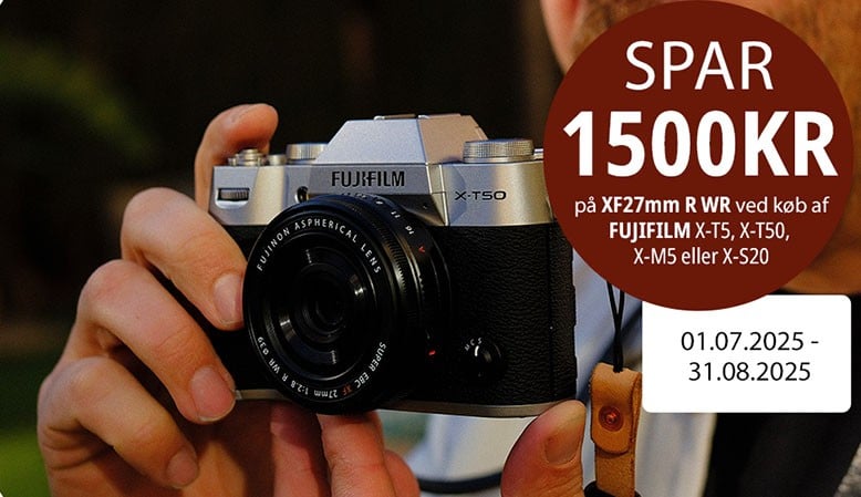 Spar kr. 1.500,- på Fuji XF 27mm f/2.8 WR ved køb sammen med et udvalgt kamera.