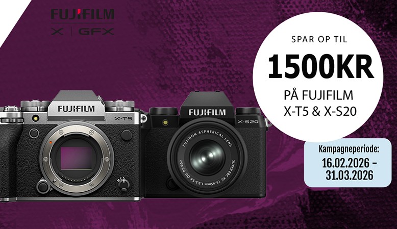Fuji tilbyder en rabat p&aring; kr. 1.500,- p&aring; X-T5 og en rabat p&aring; kr. 750,- p&aring; X-S20.